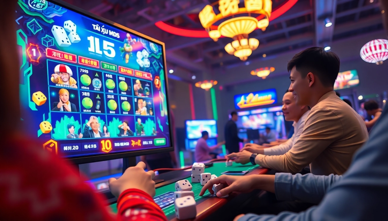 Tài Xỉu MD5 gaming scene highlighting vibrant digital interactions and exciting gameplay at taixiumd5.world.