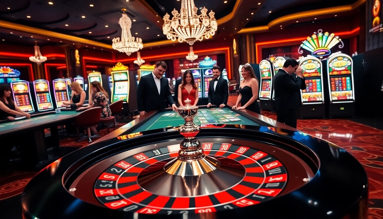 Engage in thrilling gambling action at https://keobongda2.vip/ featuring elegant casino tables and vibrant slot machines.