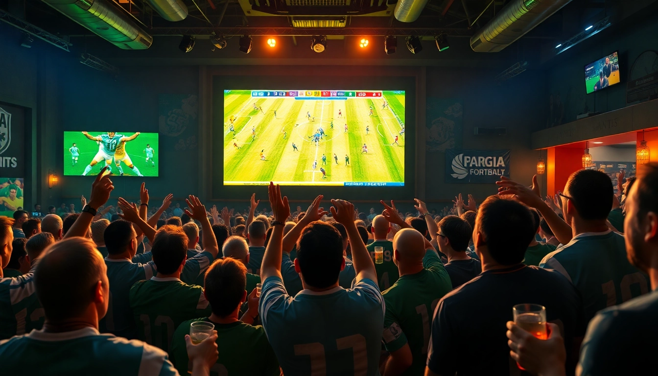 Experience live football excitement on vaoluoitv.it.com with a vibrant crowd cheering.