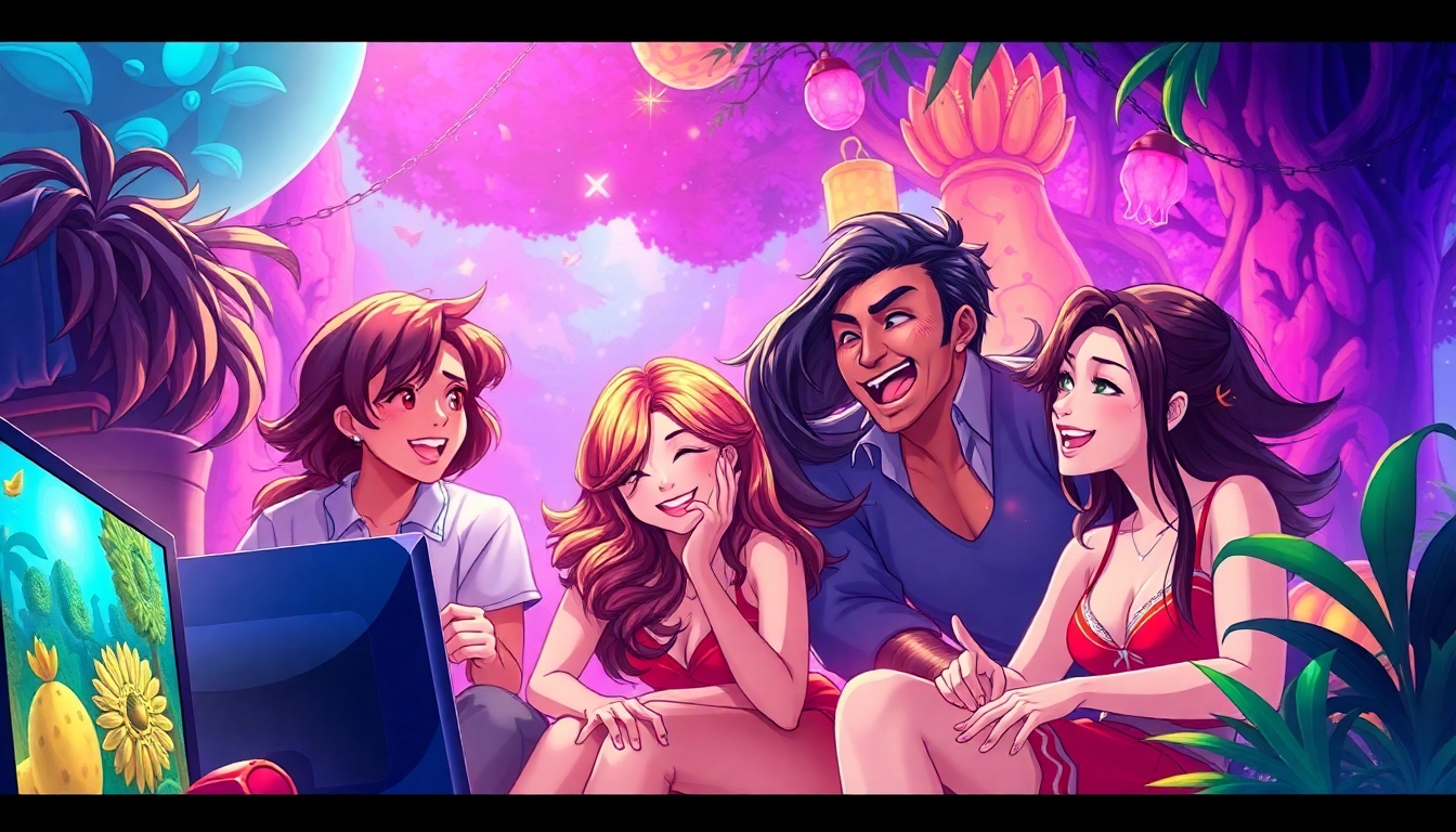 Engaging scene of characters enjoying an immersive XXX game in a vibrant online world.