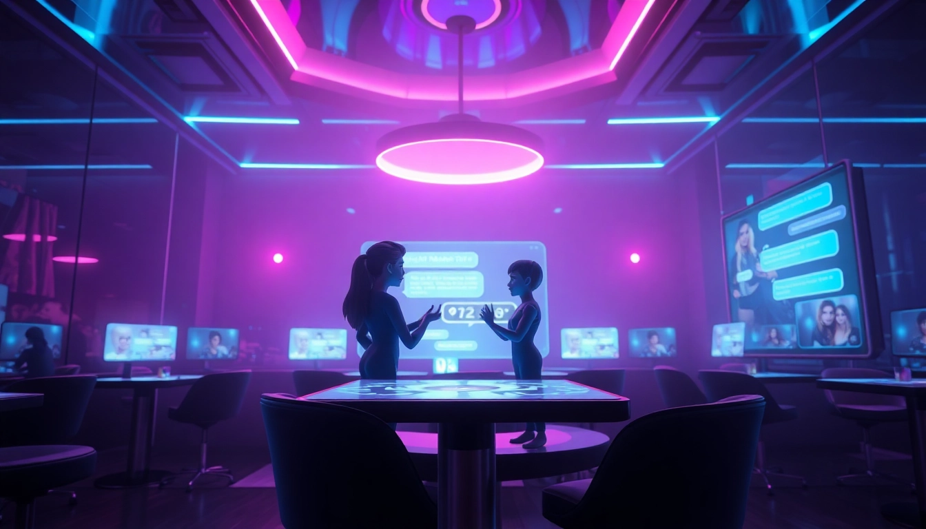 Engaging NSFW AI chatbot interaction in a modern digital lounge setting.