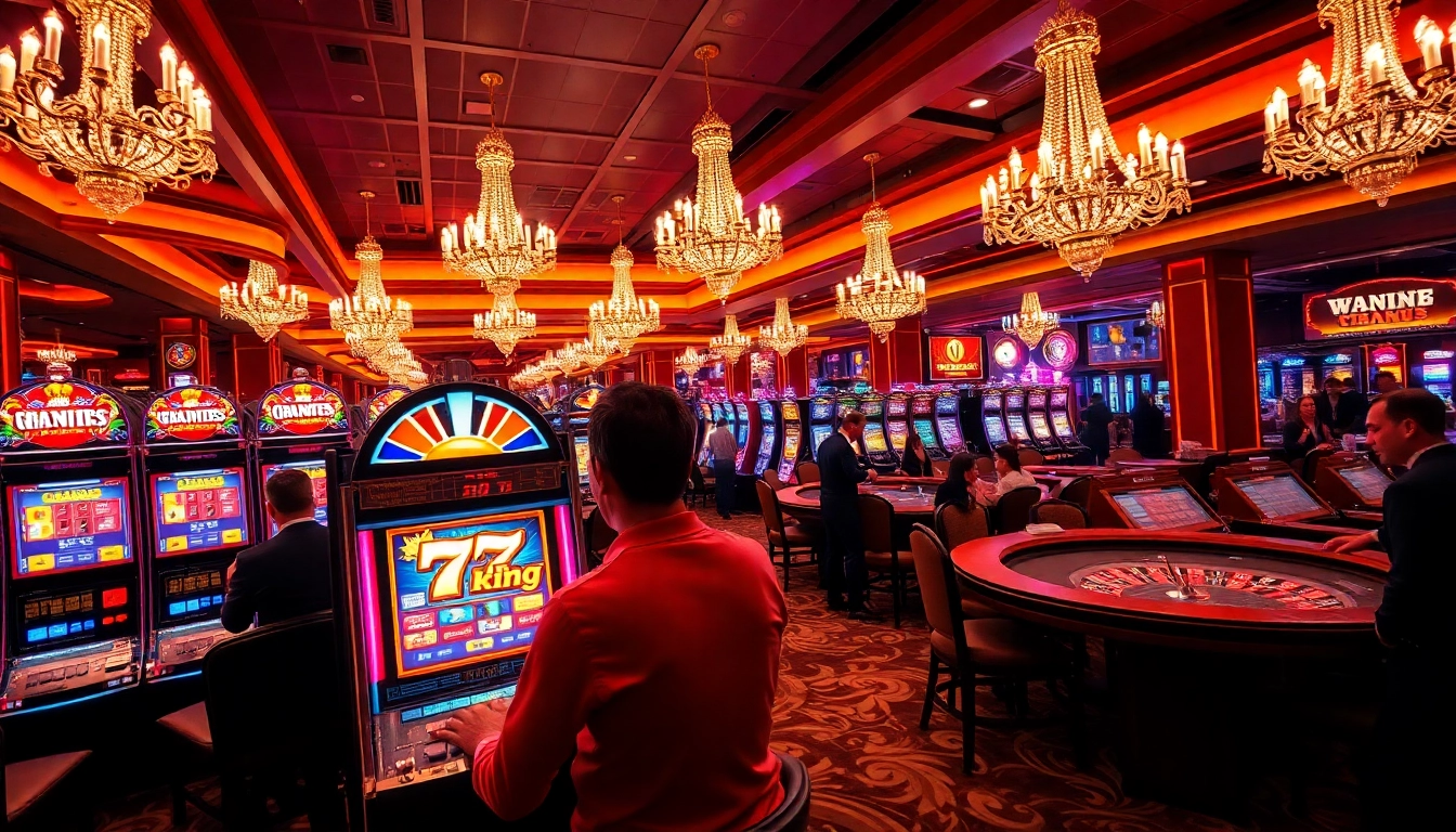 Experience the thrill of winning at the luxurious 79king casino with vibrant slot machines and excited players.