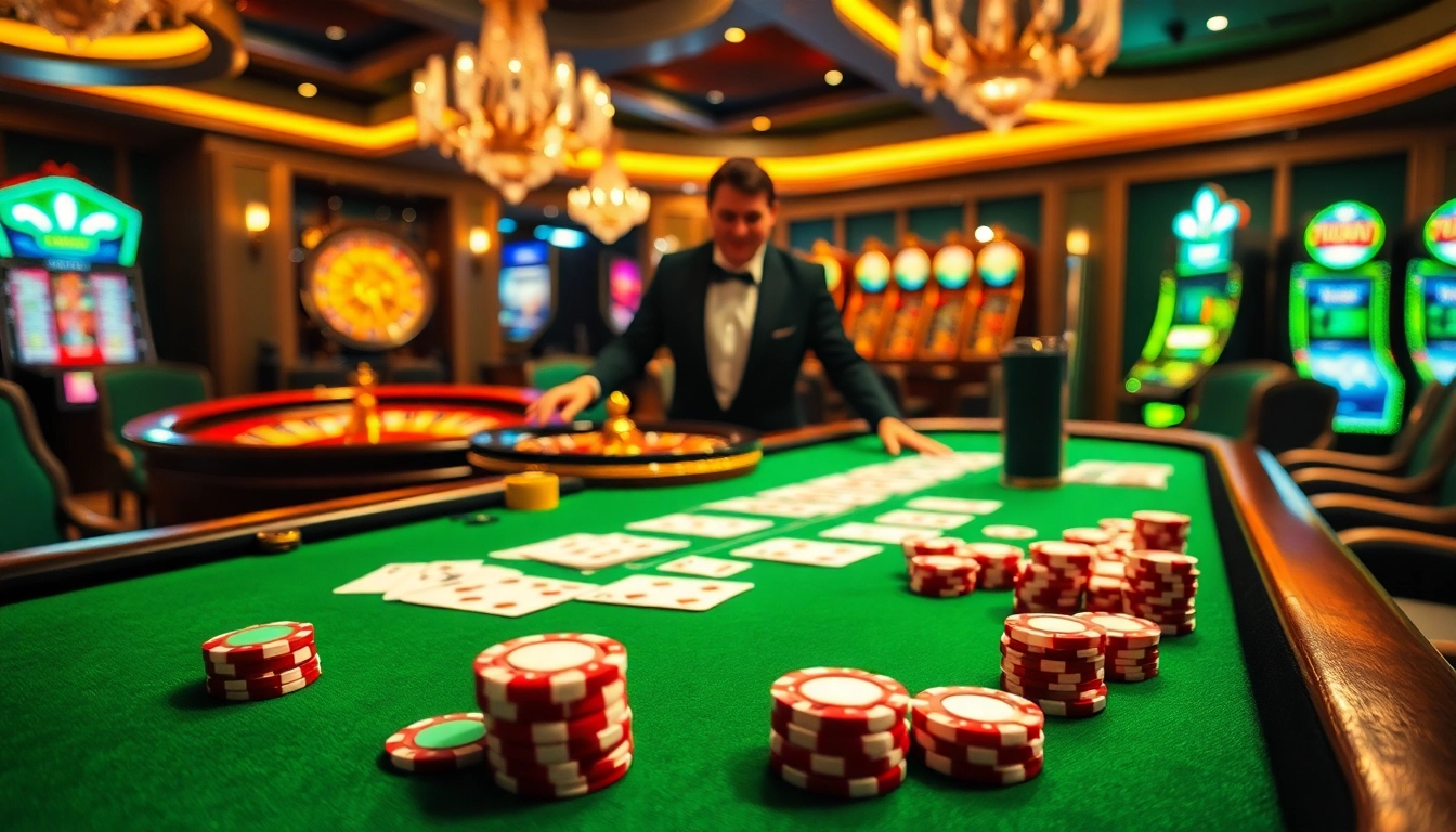 Experience the thrill of gaming at 58win.talk with a vibrant casino scene featuring poker chips and roulette.